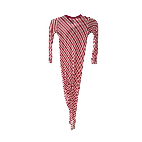 KicKee Pants Crimson Candy Cane Stripe Footie with Zipper - Picture 3 of 5